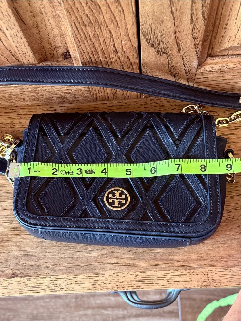 Tory Burch Black Leather Geometric Crossbody Chain Bag NWOT